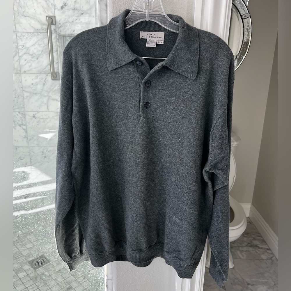 Men’s Medium AKA Eddie Bauer Gray Collared Sweater